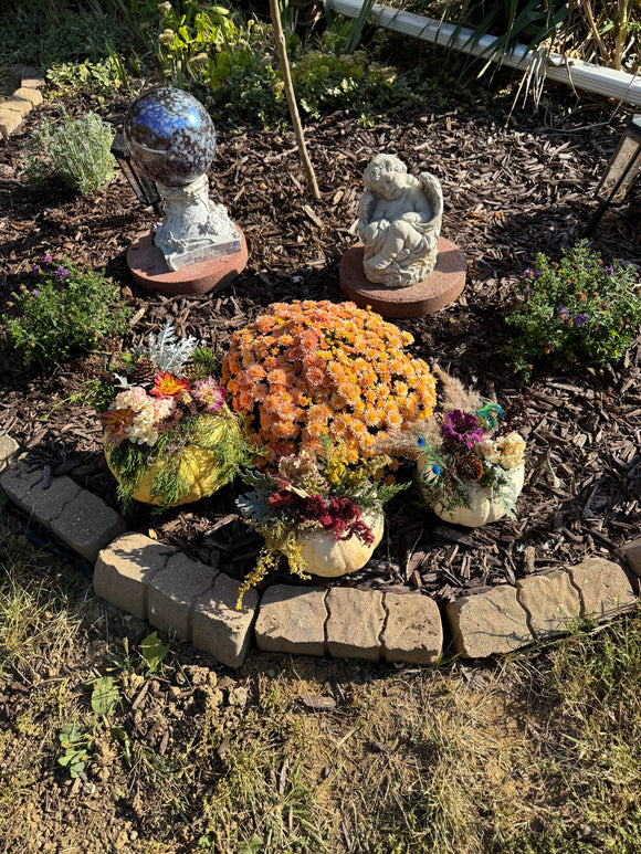Fall Decoration - Pumpkins with Dried Florals