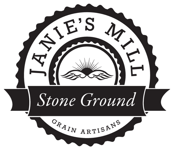Janies mill logo white disk bkgd